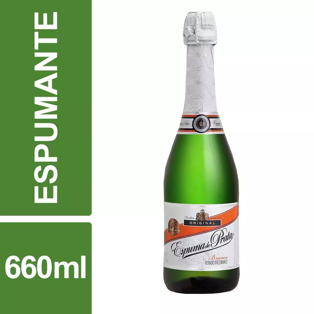ESPUMANTE FILTRADO DOCE BRASILEIRO ESPUMA DE PRATA 660ML BRANCA